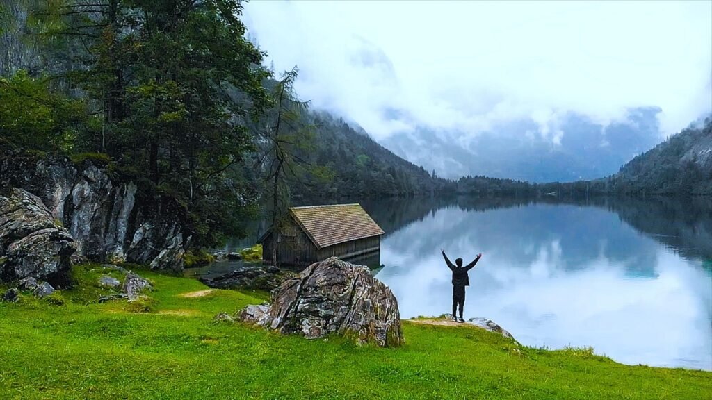 austria, obersee, new unit, hiker, travel, explore, trip, exploration, adventure, water, landscape, nature, freedom, the boathouse, national park, clouds, mountain, mountains