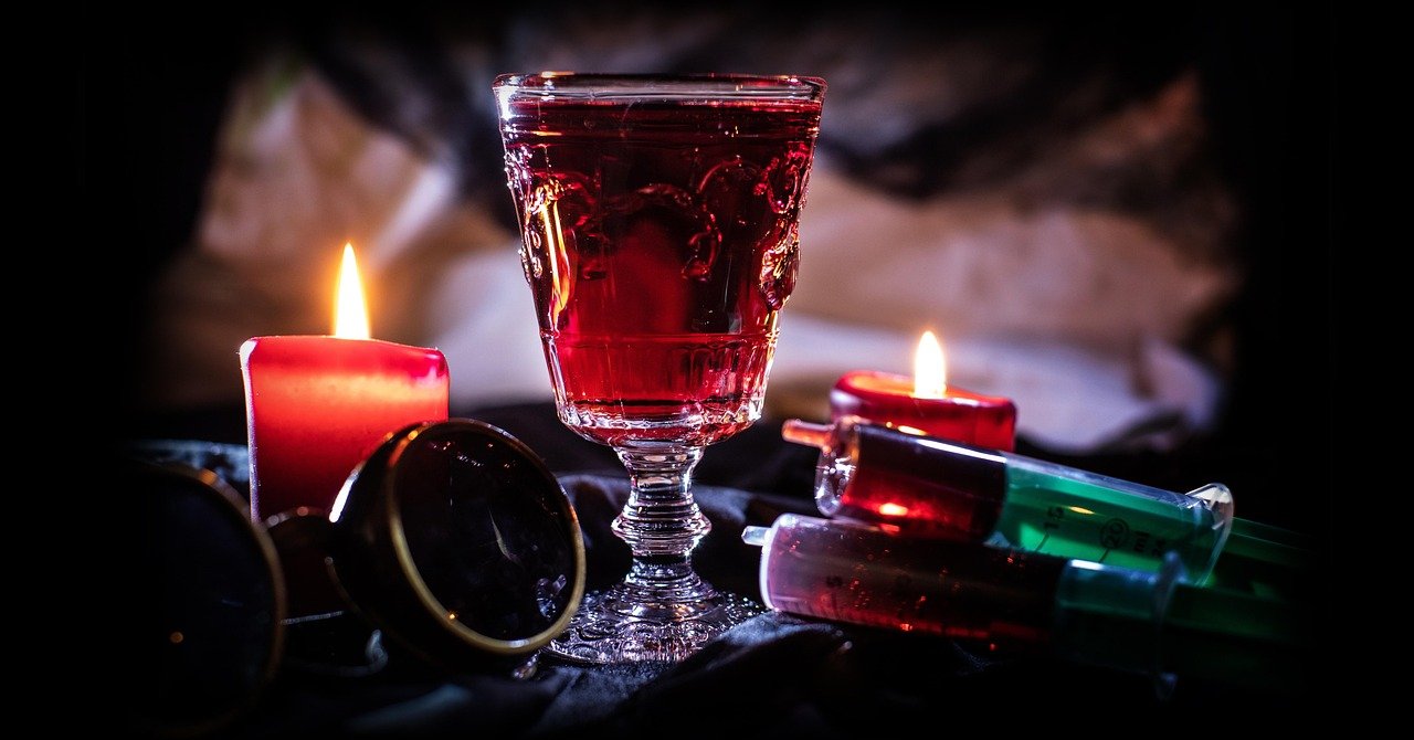 drink, cocktail, candles, dark, creepy, halloween, ghostly, highball, syringe, cup, mystical, glasses